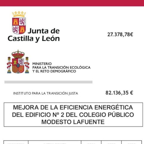 Mejora de la eficiencia energética del edificio nº 2 del Colegio Público Modesto Lafuente